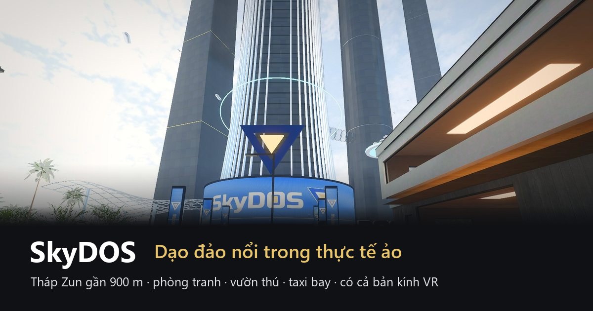 Đảo bay SkyDOS giữa biển mây, tháp Zun ở trung tâm
